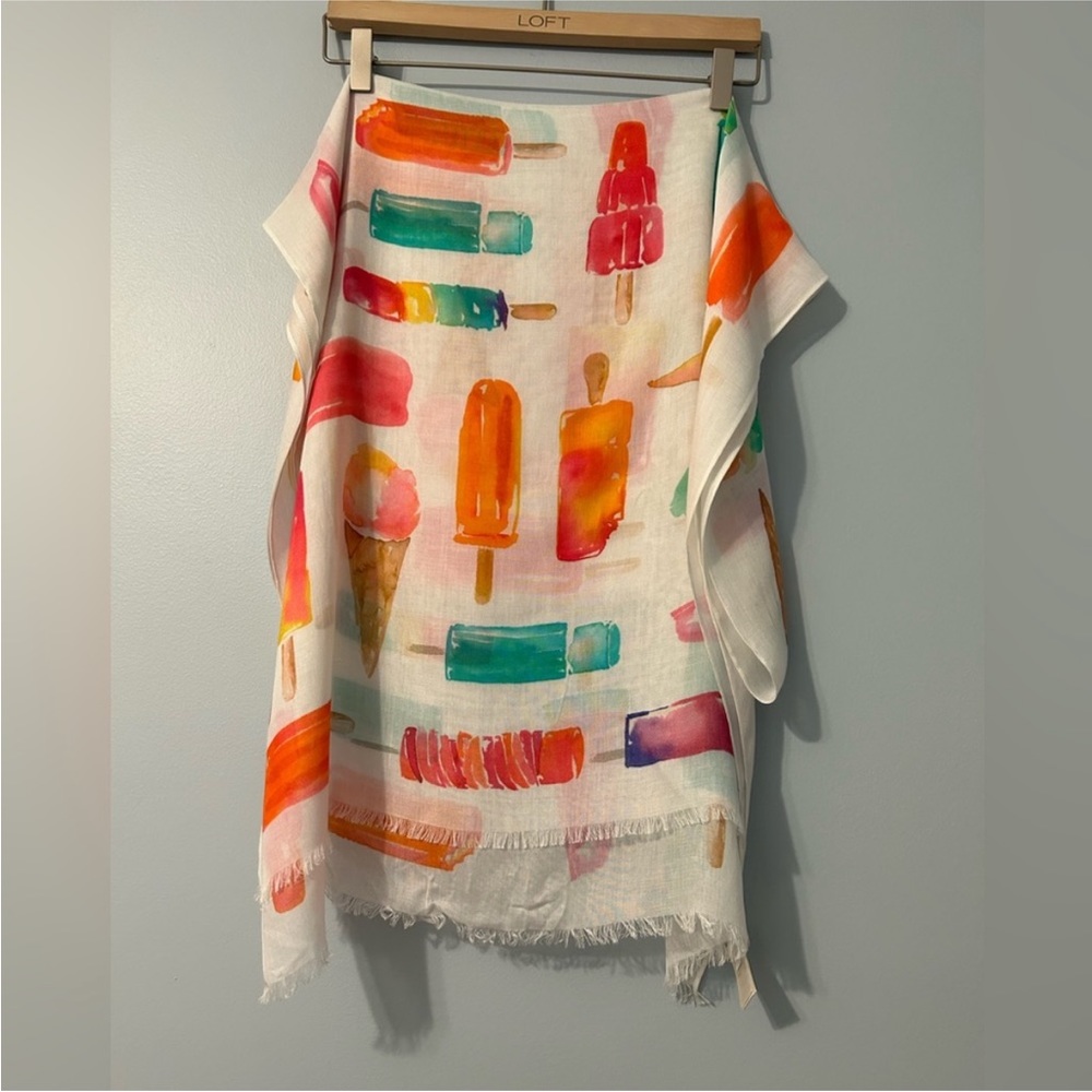 kate spade White Scarf with Multicolor Popsicle Print